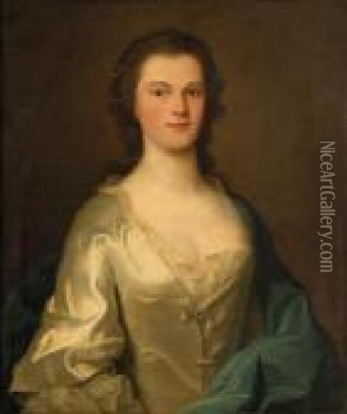 Half Length Portrait Of A Lady Oil Painting - Allan Ramsay