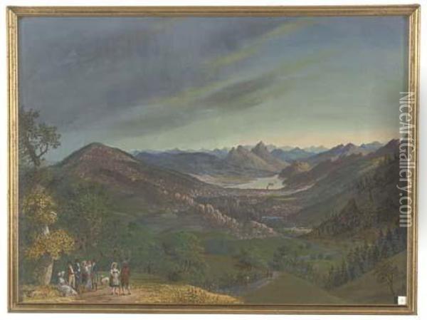 A Swiss Landscape Oil Painting - Joseph De Landerset
