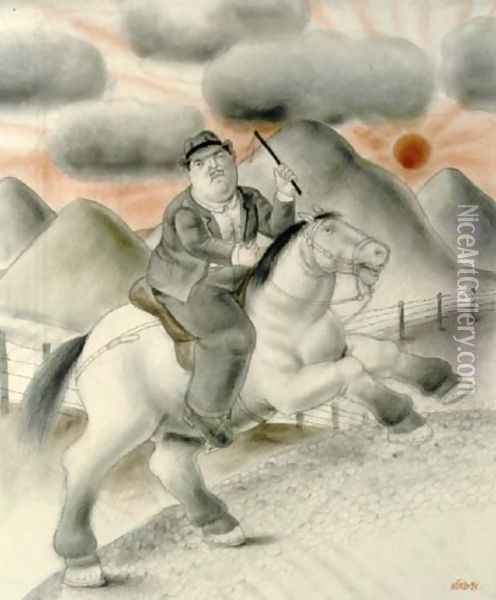 Man To Horse Oil Painting - Fernando Botero