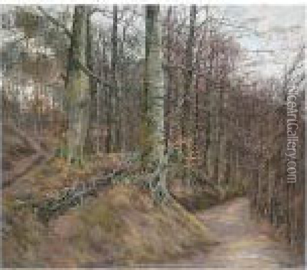 Forest Path, Signed Oil Painting - Albert Gabriel Rigolot