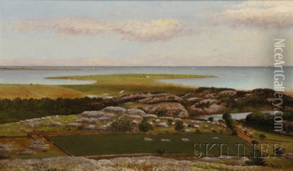 Coastal Landscape With Pastures And Farmland Oil Painting - William Corning Stacy
