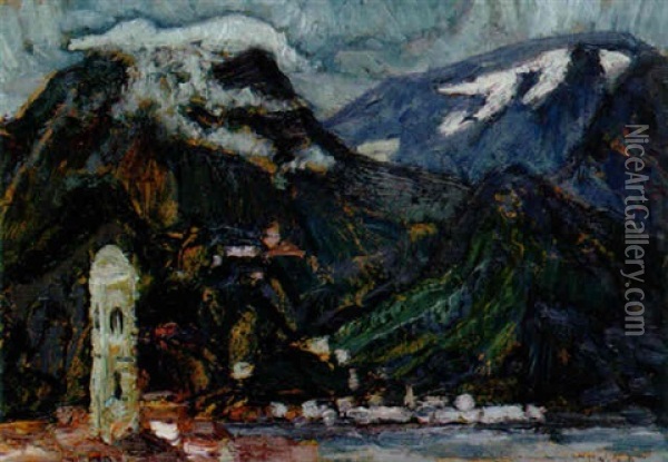 Alplandskap, Schweiz Oil Painting - Helmer Osslund