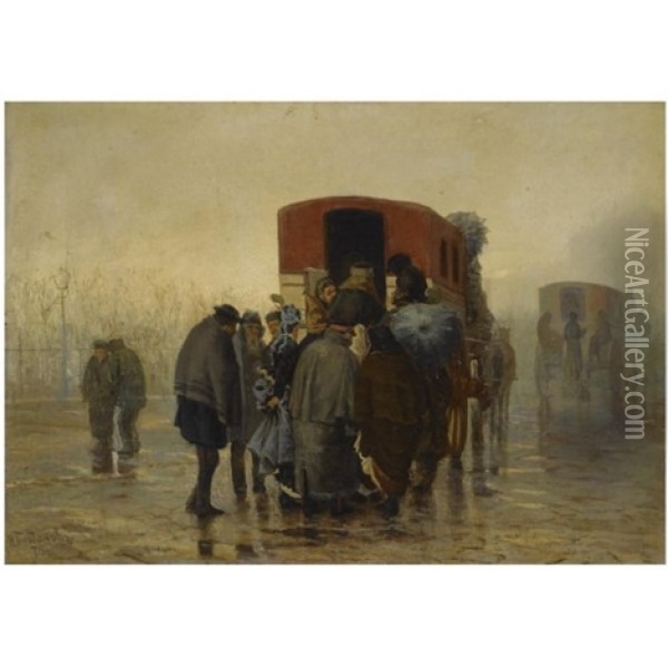 The Coach Oil Painting - Nikolai Grigor'evich Bogdanov