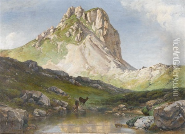 Taubenhorn (souvenir De La Schynige Platte) Oil Painting - Albert De Meuron
