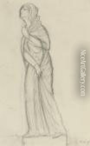 Draped Woman Oil Painting - Eric Gill