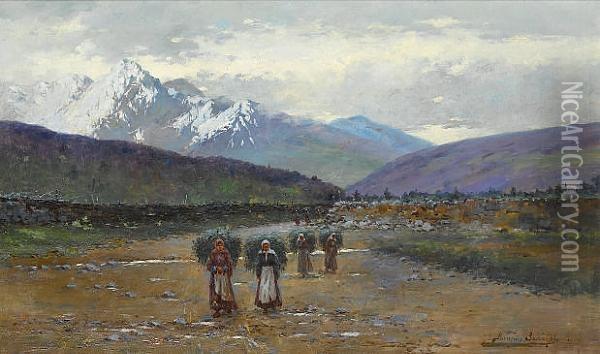 Villagers In The Caucasus Oil Painting - Richard Karlovich Zommer