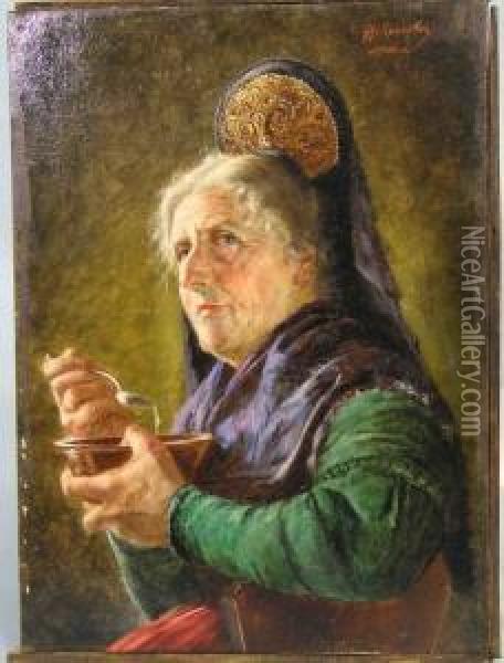 Landfrau In Tracht Oil Painting - Georg Roessler