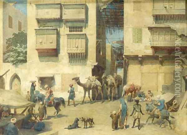 A bustling square in the Orient Oil Painting - Willem De Famars Testas