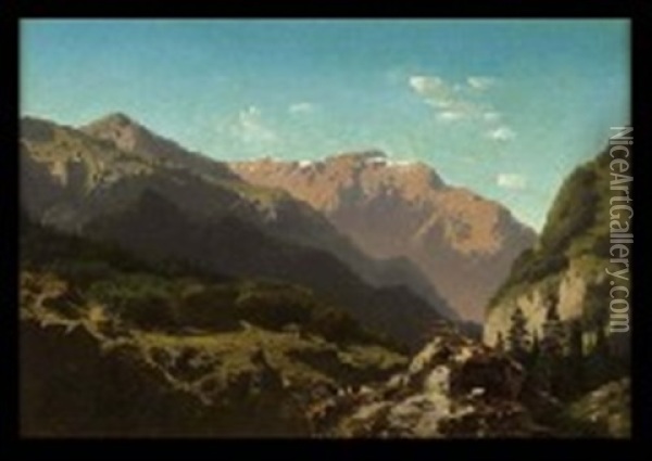 Alps Oil Painting - Jean Francois Xavier Roffiaen