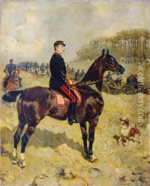 Le Commandant Jules Tardiveau En Inspection Oil Painting - Rene Pierre Charles Princeteau
