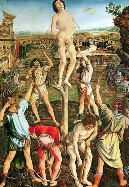Martyrdom of St. Sebastian, 1475 Oil Painting - Piero del Pollaiolo