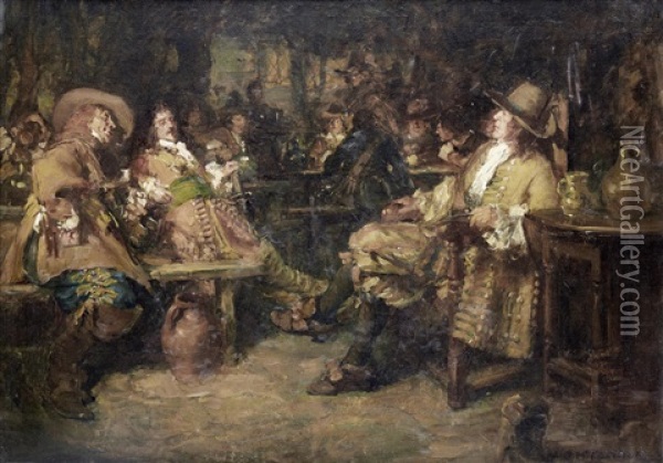 Cavaliers At An Inn Oil Painting - Arthur David Mccormick