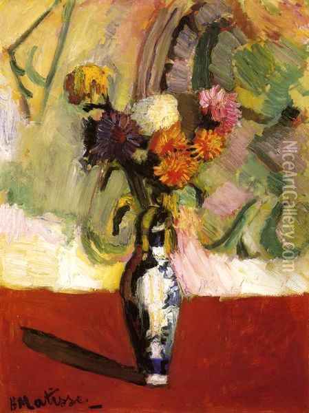 Chrysanthemums in a Chinese Vase Oil Painting - Henri Matisse
