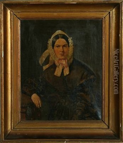 Portrait Of Hanne Thiele, Born Aagesen Oil Painting - Christian Albrecht Jensen
