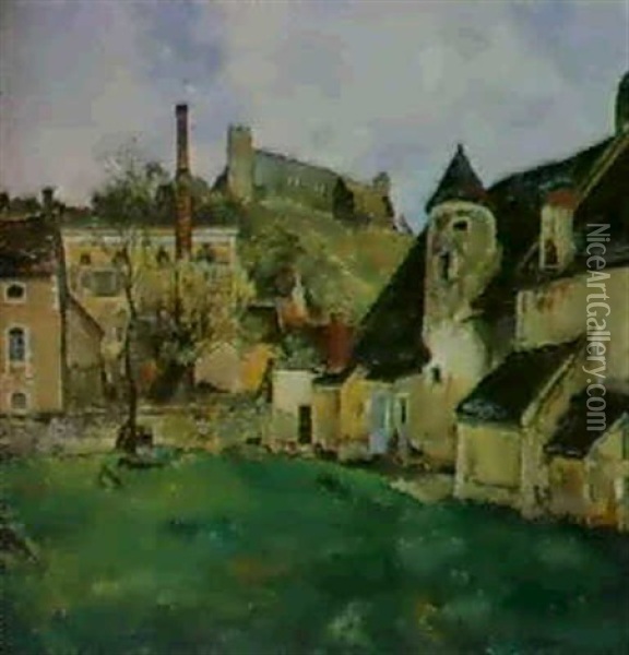 Le Chateau De Druyes-les-belles-feuilles Oil Painting - Marcel Francois Leprin