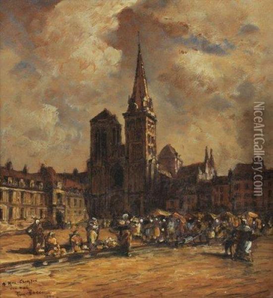 Marche Sur La Place De L'eglise Oil Painting - Frank Myers Boggs