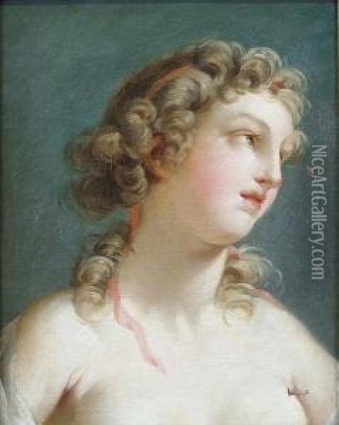 A Portrait, Head And Shoulders, Of A Lady Oil Painting - Jean-Baptiste-Marie Pierre