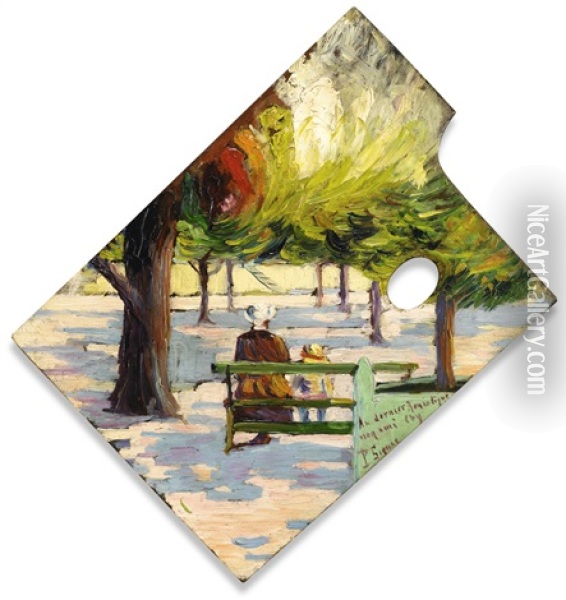 Palette, Aux Tuileries Oil Painting - Paul Signac