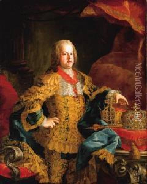 Portrait Of The Emperor Franz I Oil Painting - Johann-Gottfried Auerbach