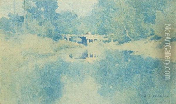 The White Bridge Oil Painting - Jesse Jewhurst Hilder