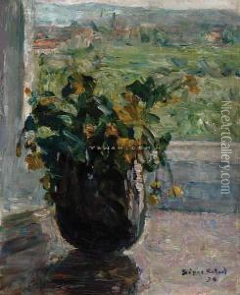 Blomster I Vase Oil Painting - Signe Scheel
