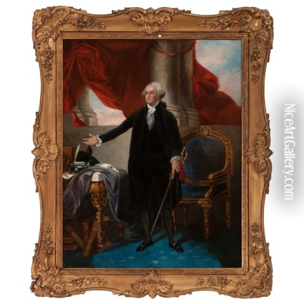 Portrait Of George Washington, Lansdowne Version Oil Painting - Gilbert Stuart