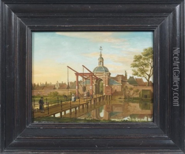 Le Pont A L'entree D'une Ville En Hollande Oil Painting - Paulus Constantijn la (La Fargue) Fargue