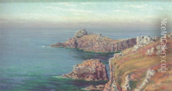 A Rocky Coastline Oil Painting - Byron Cooper