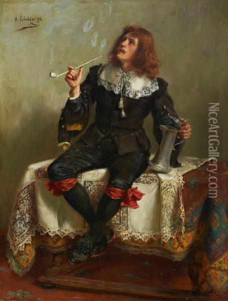 Raucher In Historischem Kostum Oil Painting - Albert Friedrich Schroder