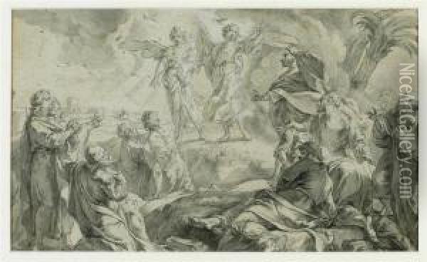 Visitation Of The Angels. Oil Painting - Johann Wolfgang Baumgartner
