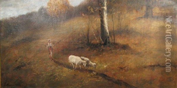 Shepherdess Oil Painting - Ion Marinescu-Valsan