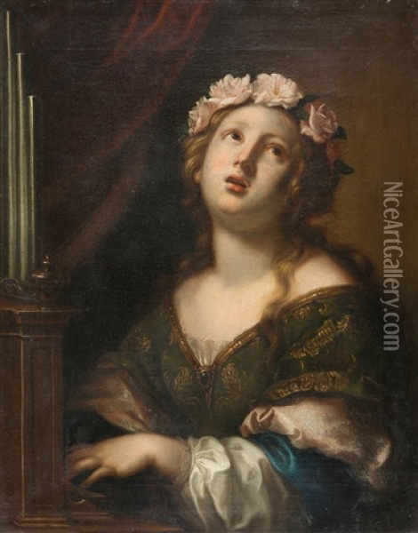 Die Heilige Cacilia An Der Orgel Oil Painting - Onorio Marinari