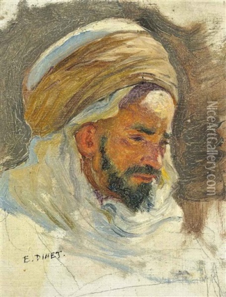 Arab Study Oil Painting - Alphonse Etienne Dinet