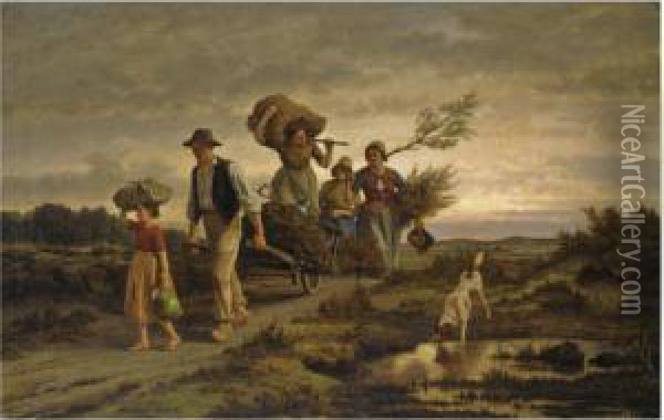 Returning From The Harvest Oil Painting - Jean Louis van Kuyck