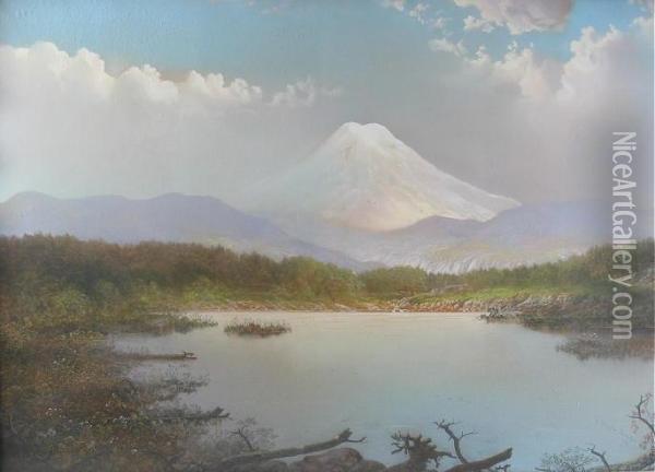 Western Mountainlandscape Oil Painting - George Douglas Brewerton