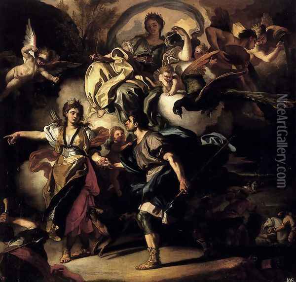 The Royal Hunt Of Dido And Aeneas Oil Painting - Francesco Solimena