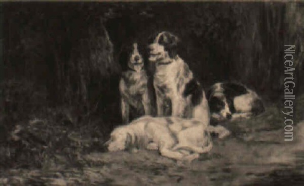 Dogs Resting Oil Painting - Robert Heard Whale