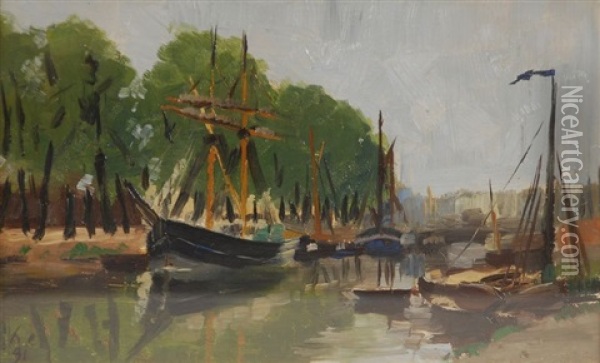 Bateaux Sur Le Canal De Willebroeck Oil Painting - Henri Evenepoel
