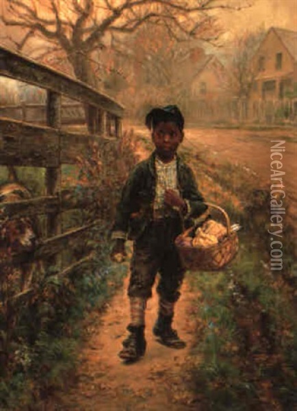 Protecting The Groceries Oil Painting - Edward Lamson Henry