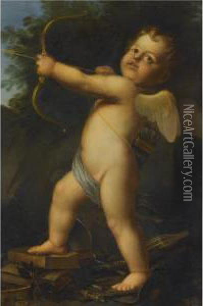 Cupid With His Bow And Arrow Oil Painting - Baldassarre Franceschini