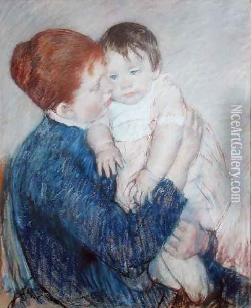 Agatha and Her Child, 1891 Oil Painting - Mary Cassatt