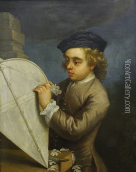 Enfant Jouant Avec Un Cerf-volant Oil Painting - Philip Mercier