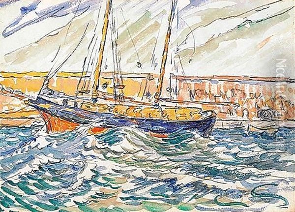 Bateau de paeche au port Oil Painting - Paul Signac