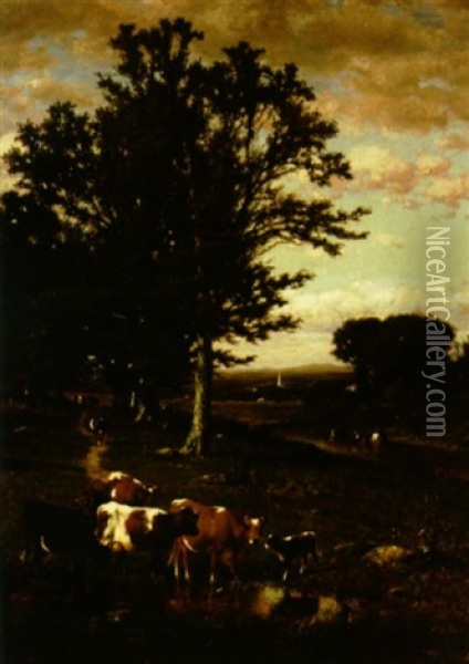 The Old Pasture Oil Painting - James McDougal Hart