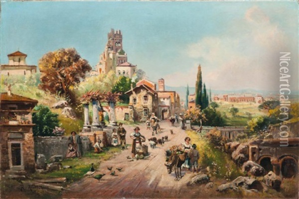 Italiai Varos Alakokkal Oil Painting - Robert Alott