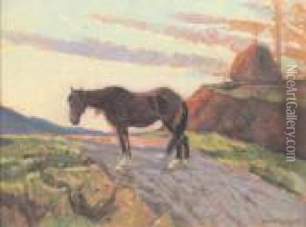 Paesaggio Toscano Con Cavallo Oil Painting - Giulio Cesare Vinzio