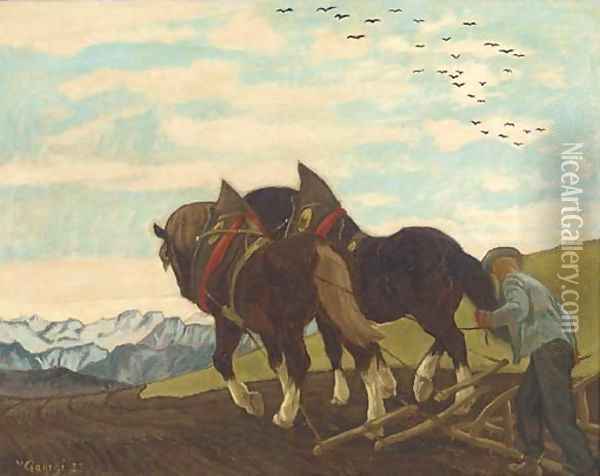 Ploughing the field Oil Painting - Walter Georgi