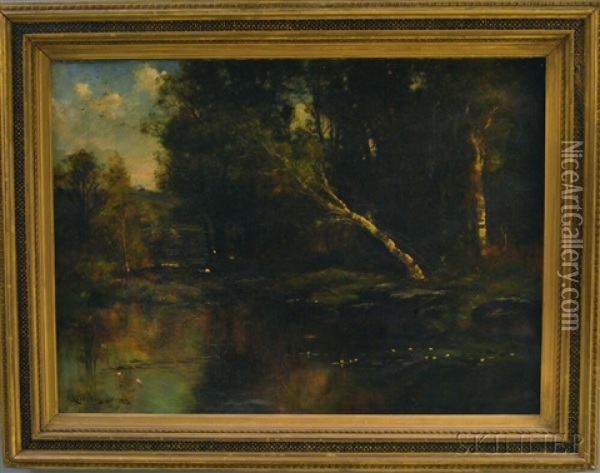 Landscape With Shady River Oil Painting - John Appleton Brown