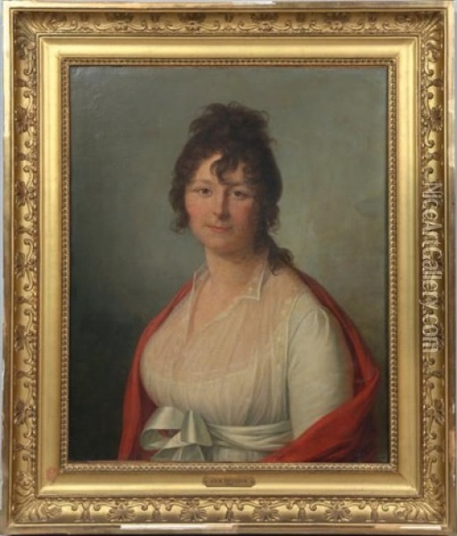 Portrait De Jeune Femme, Probablement La Fille De L'artiste Oil Painting - Jean-Francois-Marie Bellier