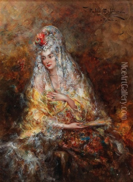 Spanish Beauty Oil Painting - Juan Pablo Salinas